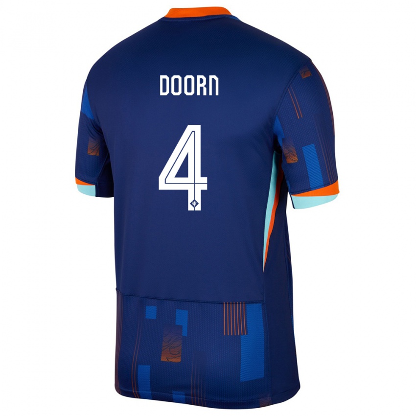 Kobiety Holandia Lisa Doorn #4 Niebieski Wyjazdowa Koszulka 24-26 Koszulki Klubowe