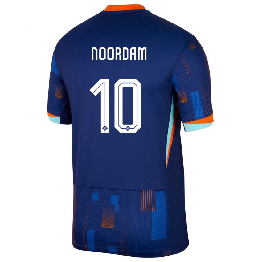 Kobiety Holandia Nadine Noordam #10 Niebieski Wyjazdowa Koszulka 24-26 Koszulki Klubowe