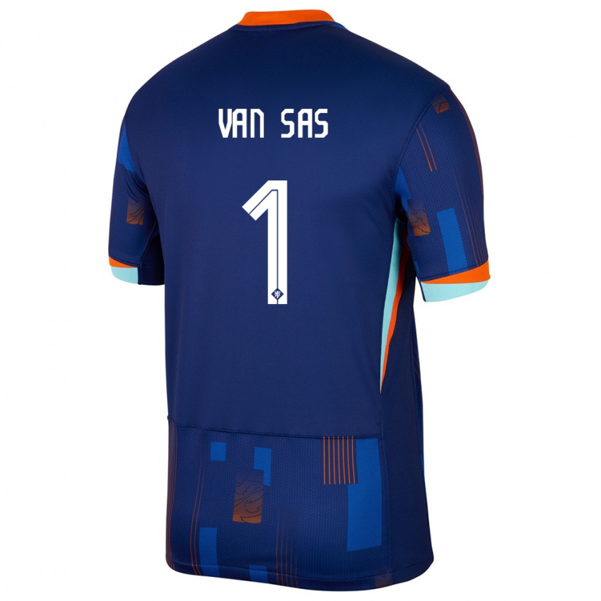 Kobiety Holandia Mikki Van Sas #1 Niebieski Wyjazdowa Koszulka 24-26 Koszulki Klubowe