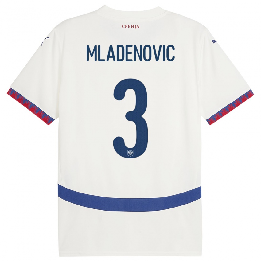 Kobiety Serbia Filip Mladenovic #3 Biały Wyjazdowa Koszulka 24-26 Koszulki Klubowe