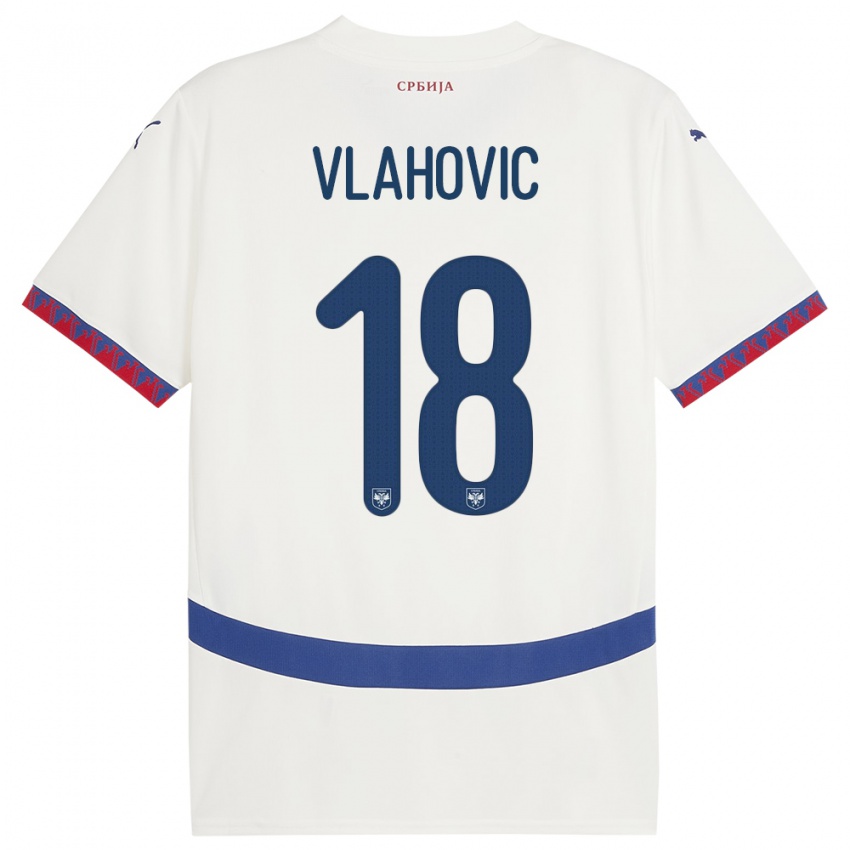 Kobiety Serbia Dusan Vlahovic #18 Biały Wyjazdowa Koszulka 24-26 Koszulki Klubowe