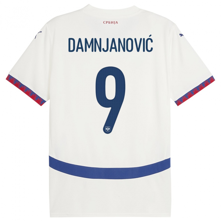 Kobiety Serbia Jovana Damnjanovic #9 Biały Wyjazdowa Koszulka 24-26 Koszulki Klubowe