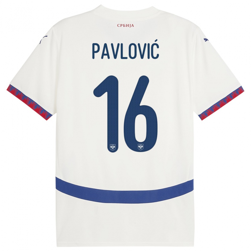 Kobiety Serbia Sara Pavlovic #16 Biały Wyjazdowa Koszulka 24-26 Koszulki Klubowe