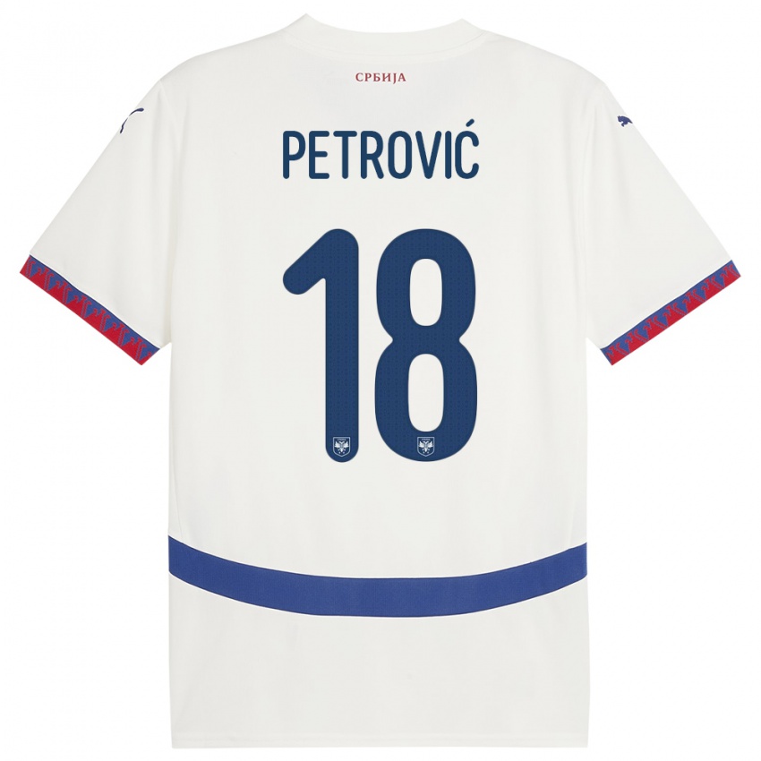 Kobiety Serbia Emilija Petrovic #18 Biały Wyjazdowa Koszulka 24-26 Koszulki Klubowe