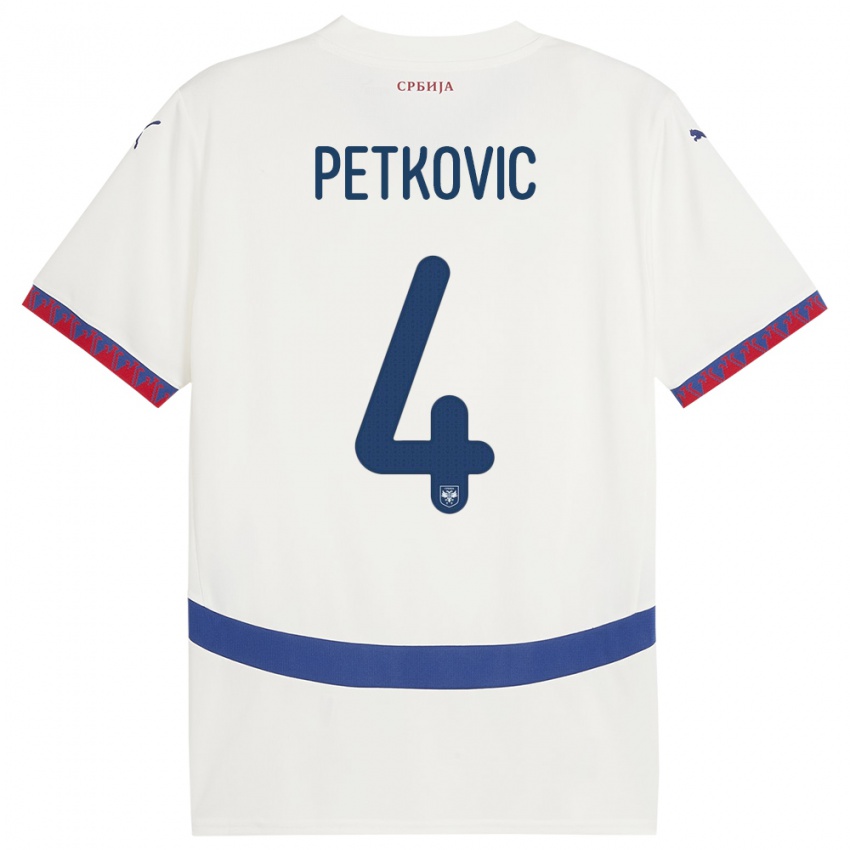 Kobiety Serbia Nikola Petkovic #4 Biały Wyjazdowa Koszulka 24-26 Koszulki Klubowe