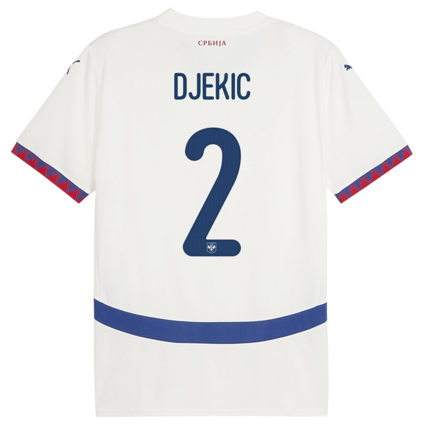 Kobiety Serbia Djuro Giulio Djekic #2 Biały Wyjazdowa Koszulka 24-26 Koszulki Klubowe