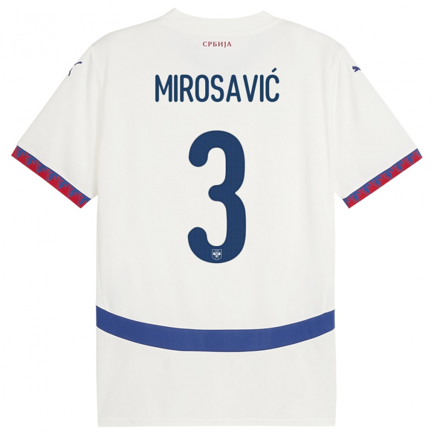 Kobiety Serbia Veljko Mirosavic #3 Biały Wyjazdowa Koszulka 24-26 Koszulki Klubowe