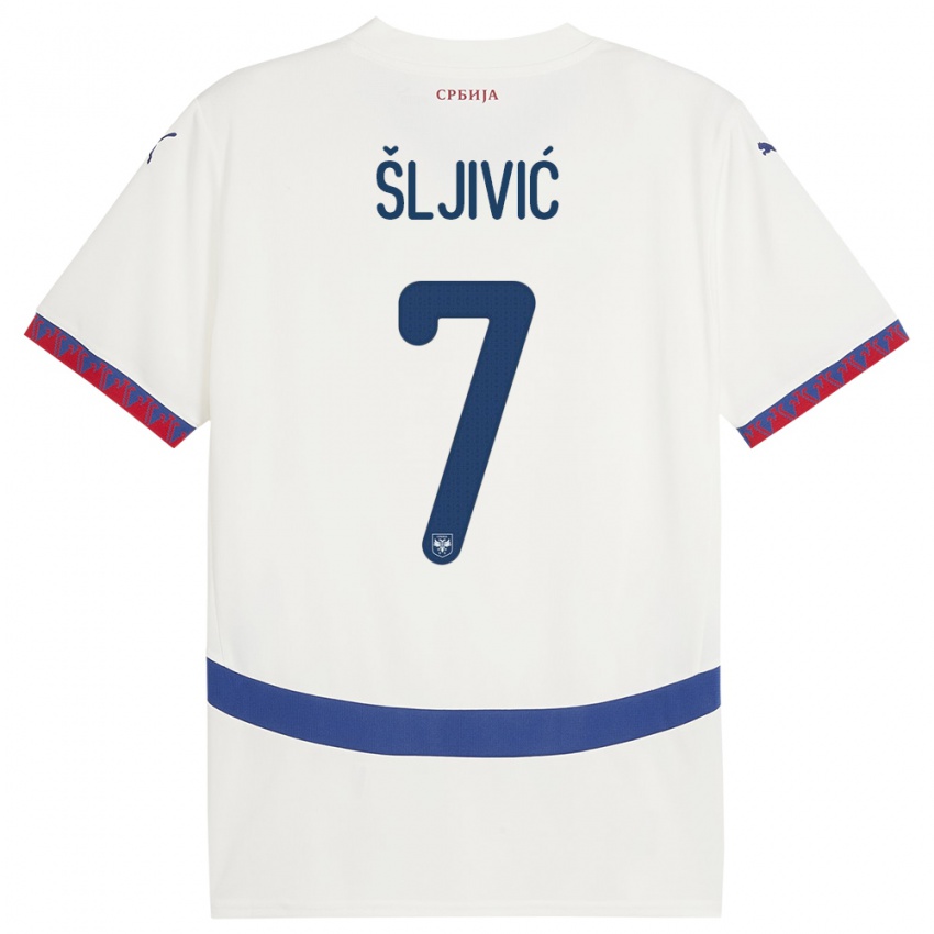 Kobiety Serbia Jovan Sljivic #7 Biały Wyjazdowa Koszulka 24-26 Koszulki Klubowe
