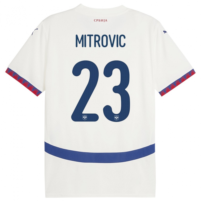 Kobiety Serbia Vuk Mitrovic #23 Biały Wyjazdowa Koszulka 24-26 Koszulki Klubowe