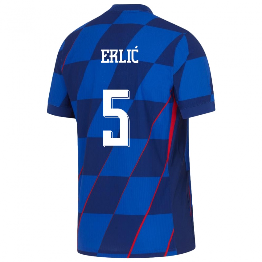 Kobiety Chorwacja Martin Erlic #5 Niebieski Wyjazdowa Koszulka 24-26 Koszulki Klubowe