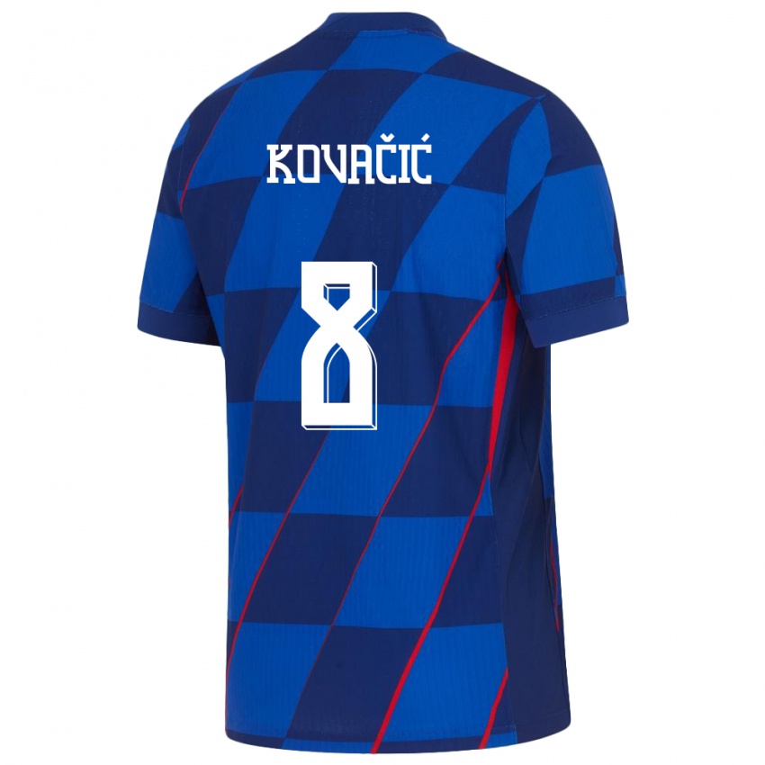 Kobiety Chorwacja Mateo Kovacic #8 Niebieski Wyjazdowa Koszulka 24-26 Koszulki Klubowe