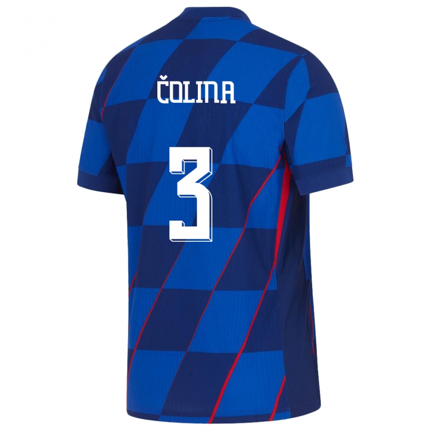 Kobiety Chorwacja David Colina #3 Niebieski Wyjazdowa Koszulka 24-26 Koszulki Klubowe