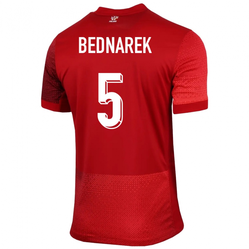 Kobiety Polska Jan Bednarek #5 Czerwony Wyjazdowa Koszulka 24-26 Koszulki Klubowe