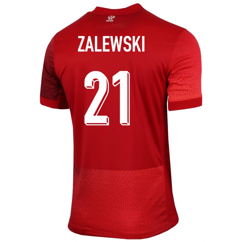 Kobiety Polska Nicola Zalewski #21 Czerwony Wyjazdowa Koszulka 24-26 Koszulki Klubowe