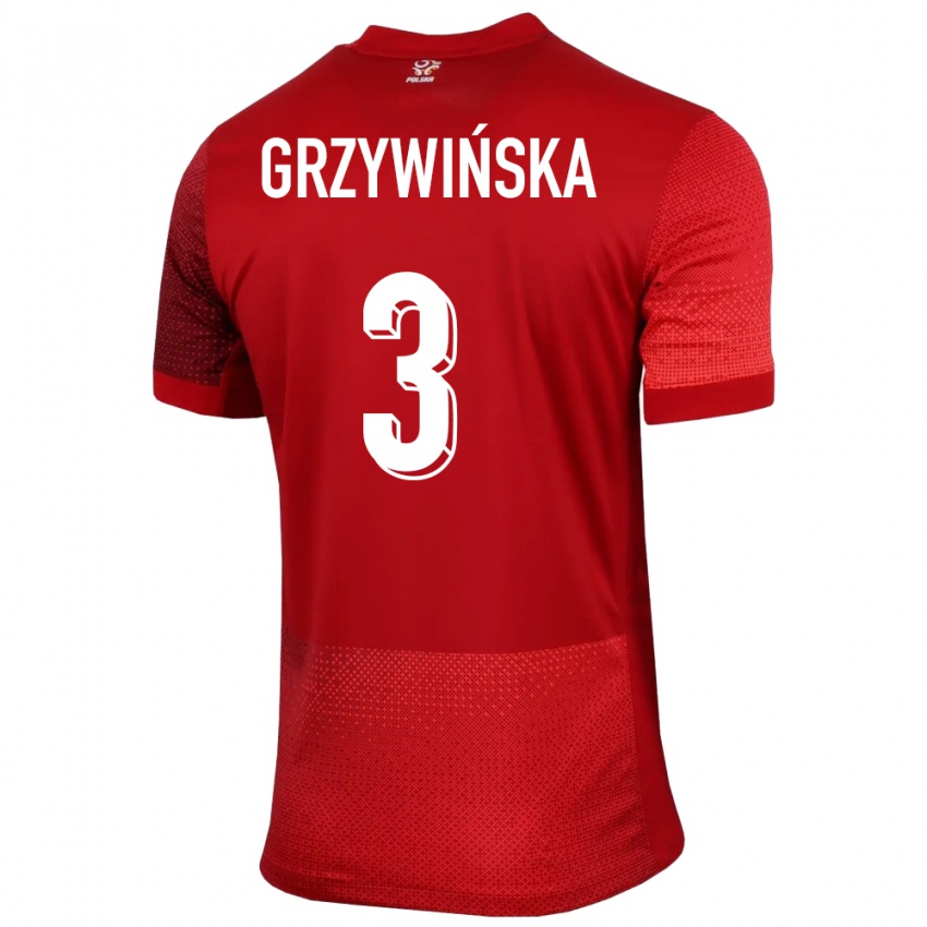 Kobiety Polska Gabriela Grzywinska #3 Czerwony Wyjazdowa Koszulka 24-26 Koszulki Klubowe