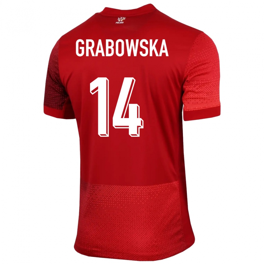 Kobiety Polska Dominika Grabowska #14 Czerwony Wyjazdowa Koszulka 24-26 Koszulki Klubowe