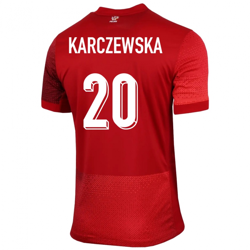 Kobiety Polska Nikola Karczewska #20 Czerwony Wyjazdowa Koszulka 24-26 Koszulki Klubowe