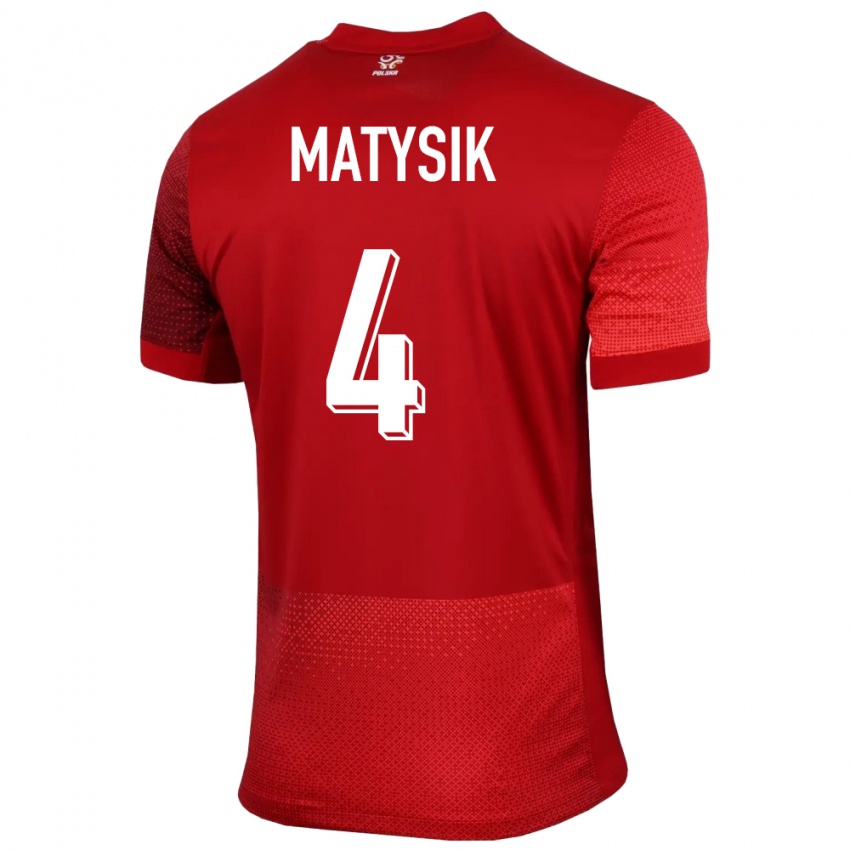 Kobiety Polska Milosz Matysik #4 Czerwony Wyjazdowa Koszulka 24-26 Koszulki Klubowe