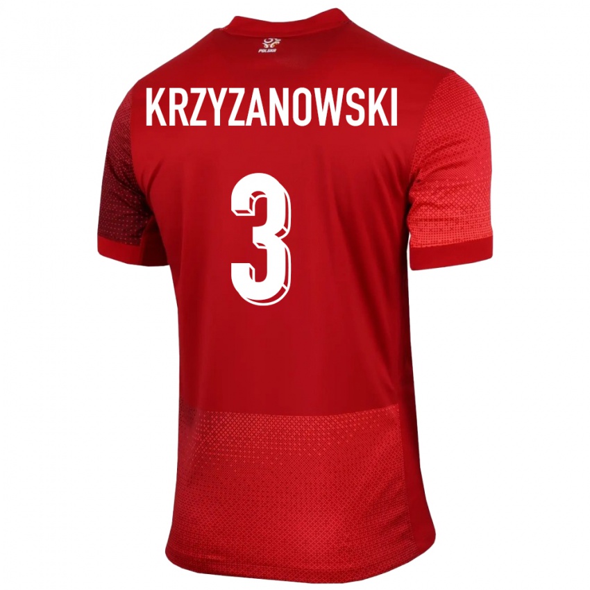 Kobiety Polska Jakub Krzyzanowski #3 Czerwony Wyjazdowa Koszulka 24-26 Koszulki Klubowe