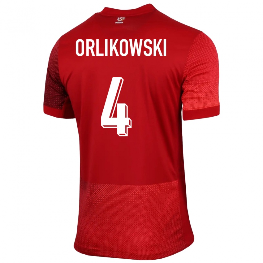 Kobiety Polska Igor Orlikowski #4 Czerwony Wyjazdowa Koszulka 24-26 Koszulki Klubowe