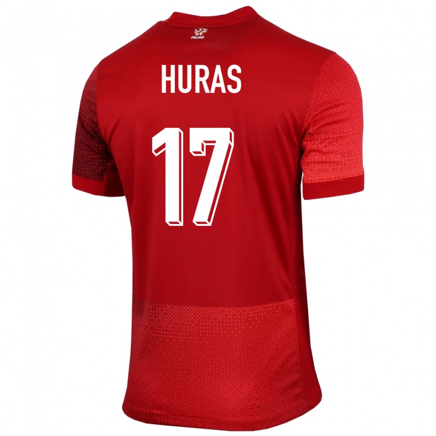 Kobiety Polska Mike Huras #17 Czerwony Wyjazdowa Koszulka 24-26 Koszulki Klubowe