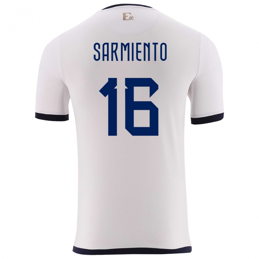 Kobiety Ecuador Jeremy Sarmiento #16 Biały Wyjazdowa Koszulka 24-26 Koszulki Klubowe
