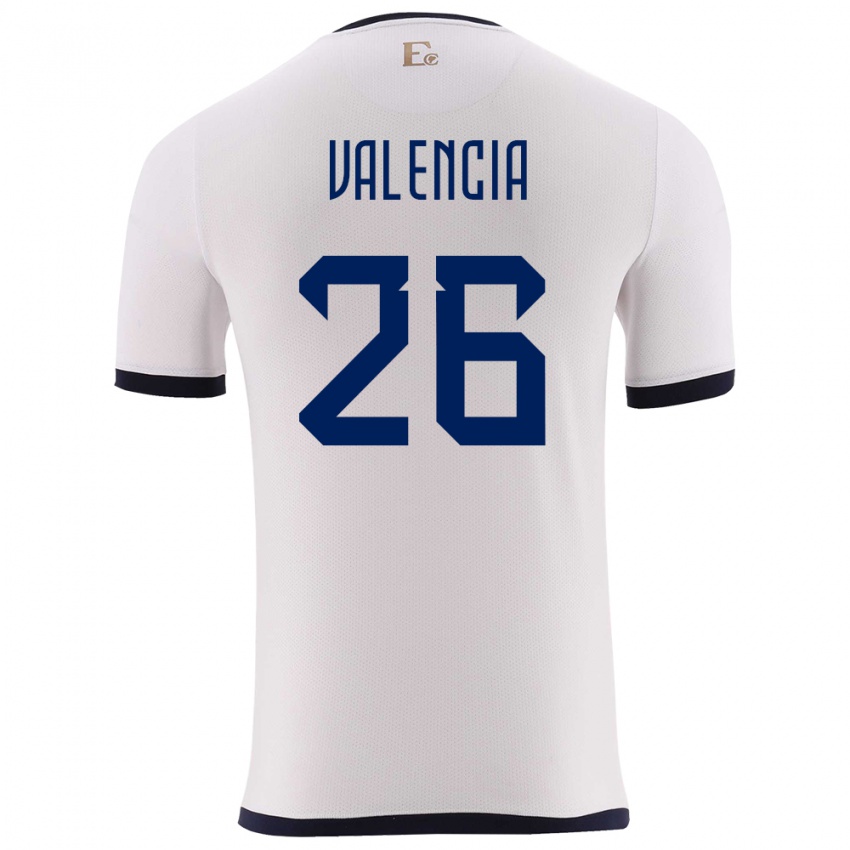 Kobiety Ecuador Anthony Valencia #26 Biały Wyjazdowa Koszulka 24-26 Koszulki Klubowe