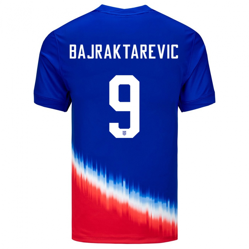 Kobiety Stany Zjednoczone Esmir Bajraktarevic #9 Niebieski Wyjazdowa Koszulka 24-26 Koszulki Klubowe