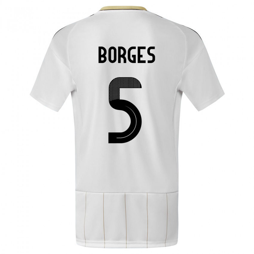 Kobiety Kostaryka Celso Borges #5 Biały Wyjazdowa Koszulka 24-26 Koszulki Klubowe