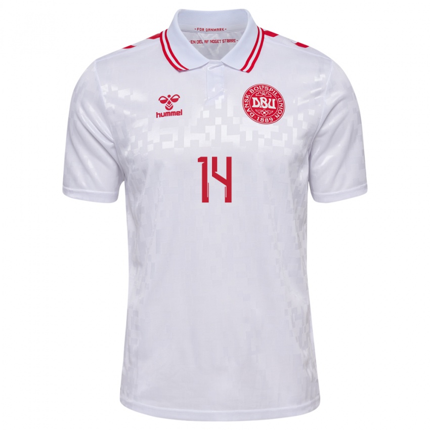 Kobiety Dania Sofie Bredgaard #14 Biały Wyjazdowa Koszulka 24-26 Koszulki Klubowe