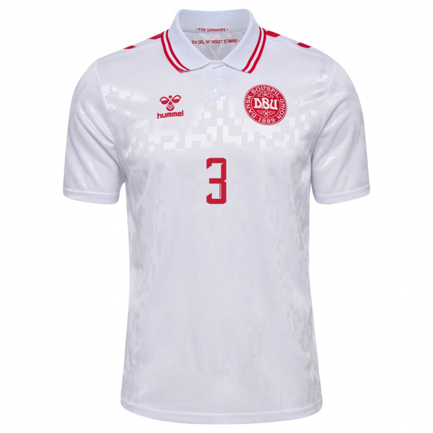 Kobiety Dania Stine Ballisager Pedersen #3 Biały Wyjazdowa Koszulka 24-26 Koszulki Klubowe