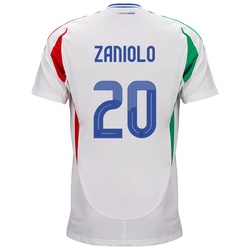 Kobiety Włochy Nicolò Zaniolo #20 Biały Wyjazdowa Koszulka 24-26 Koszulki Klubowe