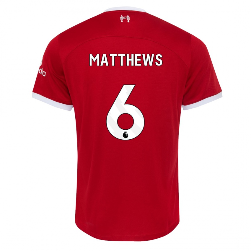 Dzieci Jasmine Matthews #6 Czerwony Domowa Koszulka 2023/24 Koszulki Klubowe