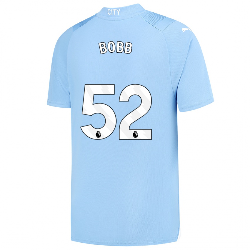 Dzieci Oscar Bobb #52 Jasny Niebieski Domowa Koszulka 2023/24 Koszulki Klubowe