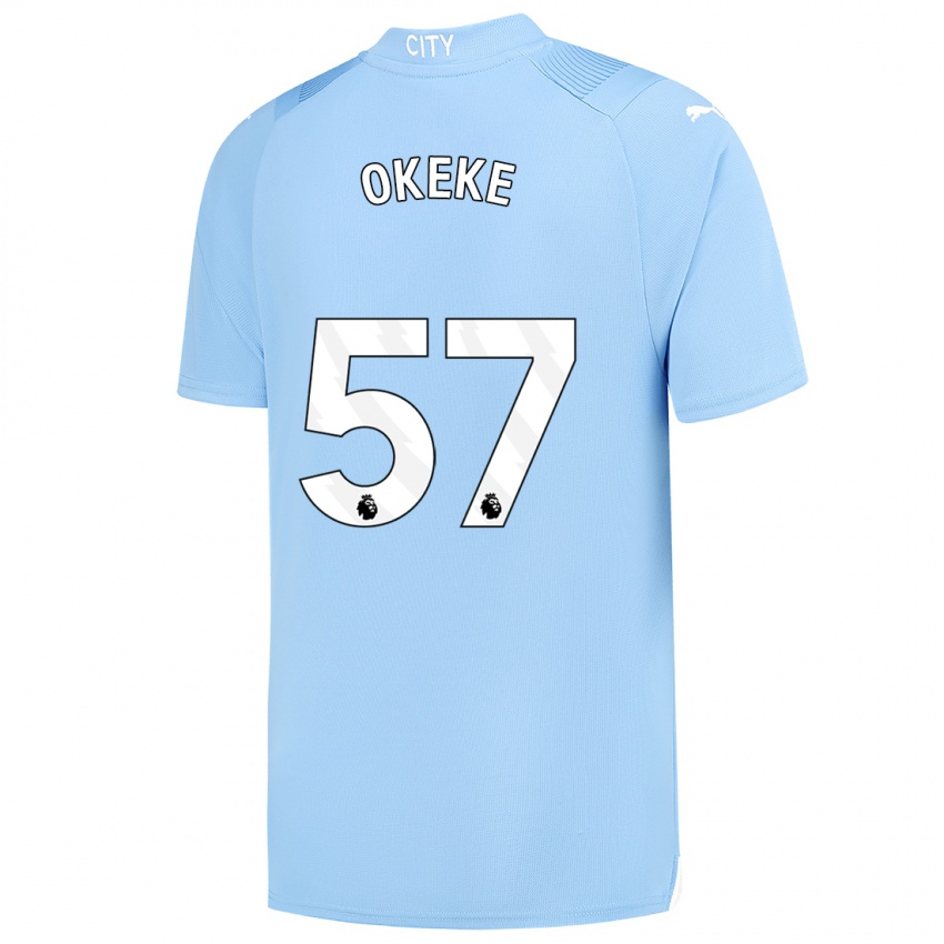 Dzieci Michael Okeke #57 Jasny Niebieski Domowa Koszulka 2023/24 Koszulki Klubowe
