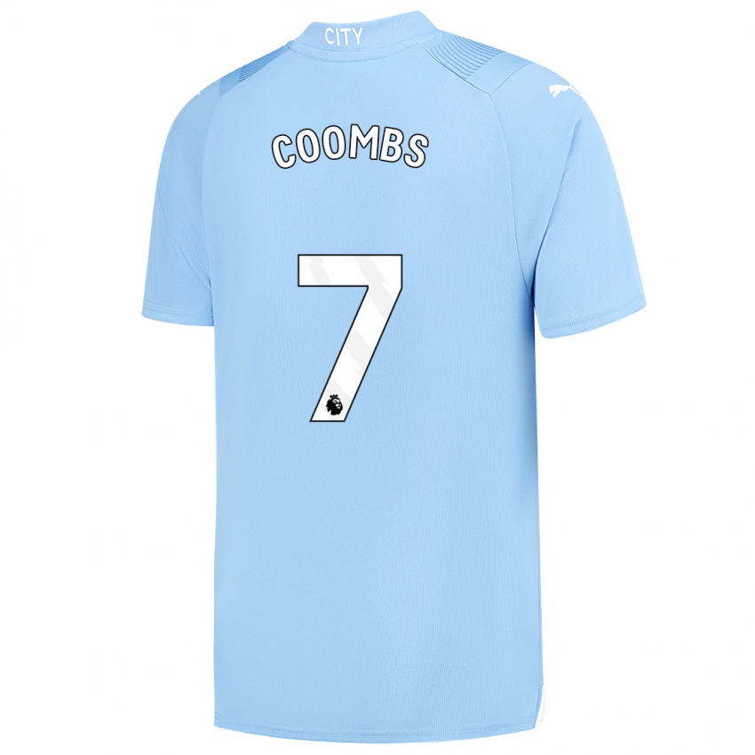 Dzieci Laura Coombs #7 Jasny Niebieski Domowa Koszulka 2023/24 Koszulki Klubowe
