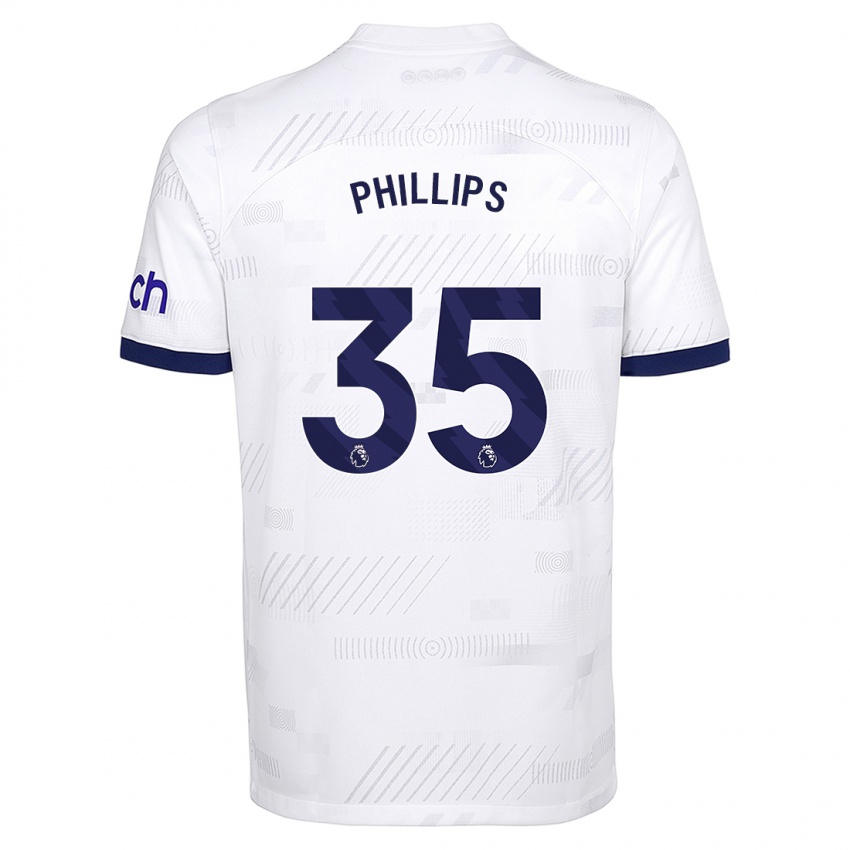 Dzieci Ashley Phillips #35 Biały Domowa Koszulka 2023/24 Koszulki Klubowe