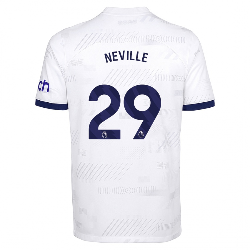 Dzieci Ashleigh Neville #29 Biały Domowa Koszulka 2023/24 Koszulki Klubowe