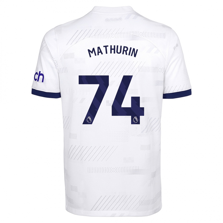 Dzieci Roshaun Mathurin #74 Biały Domowa Koszulka 2023/24 Koszulki Klubowe
