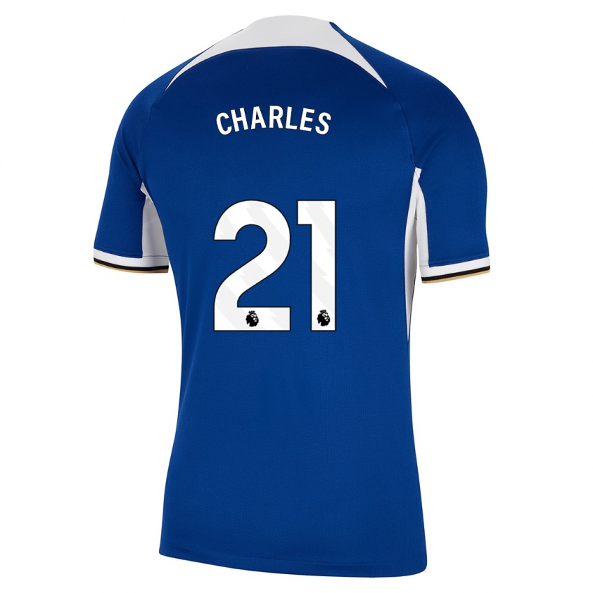 Dzieci Niamh Charles #21 Niebieski Domowa Koszulka 2023/24 Koszulki Klubowe