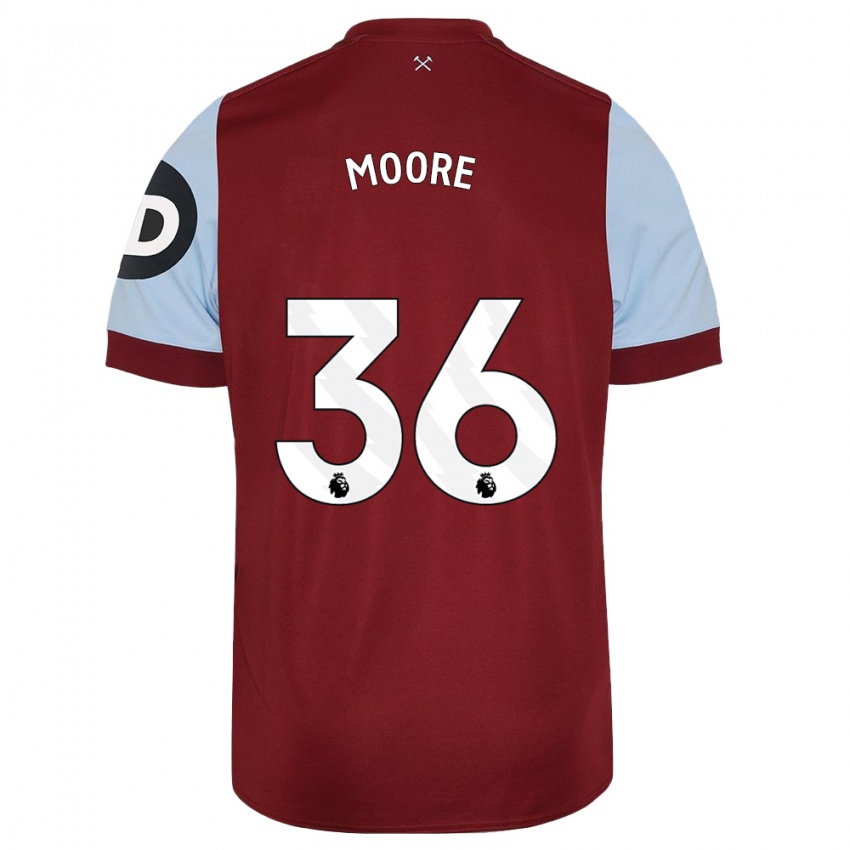 Dzieci Sean Moore #36 Kasztanowaty Domowa Koszulka 2023/24 Koszulki Klubowe
