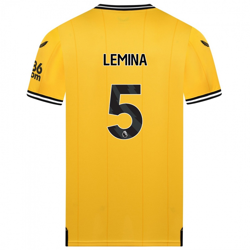 Dzieci Mario Lemina #5 Żółty Domowa Koszulka 2023/24 Koszulki Klubowe