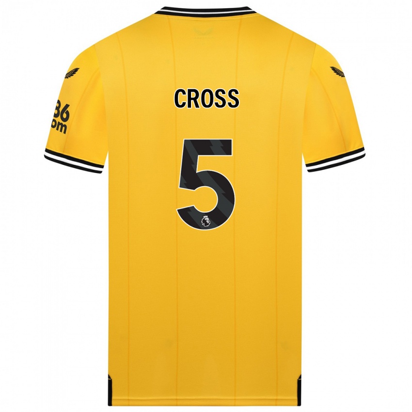 Dzieci Emma Cross #5 Żółty Domowa Koszulka 2023/24 Koszulki Klubowe