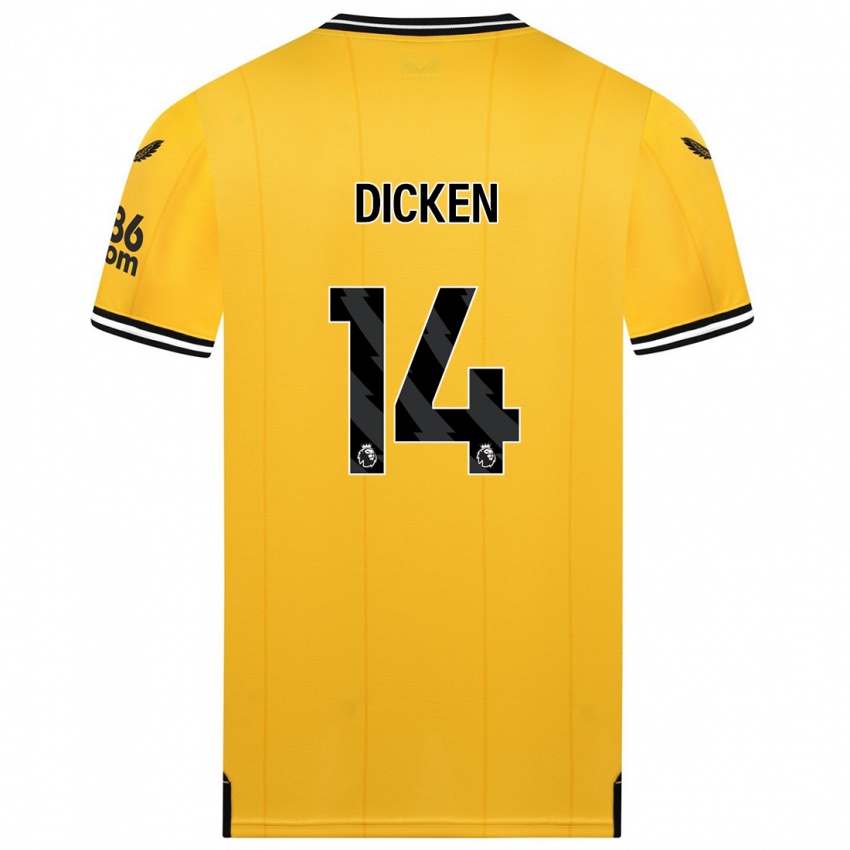 Dzieci Amy Dicken #14 Żółty Domowa Koszulka 2023/24 Koszulki Klubowe