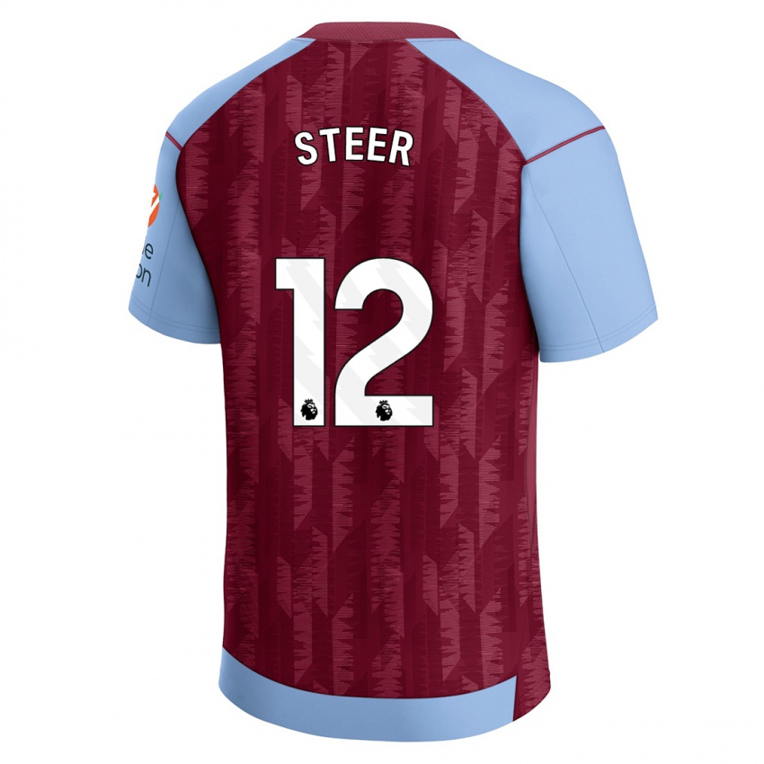 Dzieci Jed Steer #12 Bordowy Błękit Domowa Koszulka 2023/24 Koszulki Klubowe