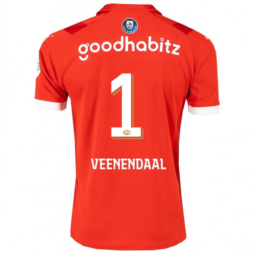 Dzieci Sari Van Veenendaal #1 Czerwony Domowa Koszulka 2023/24 Koszulki Klubowe
