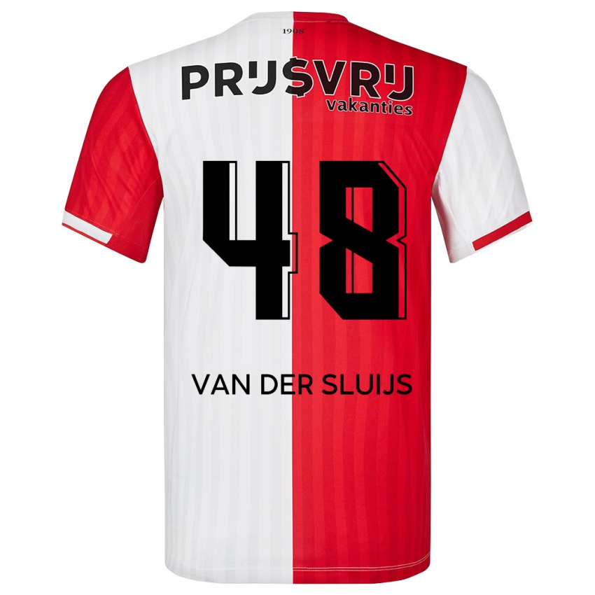 Dzieci Joep Van Der Sluijs #48 Czerwony Biały Domowa Koszulka 2023/24 Koszulki Klubowe