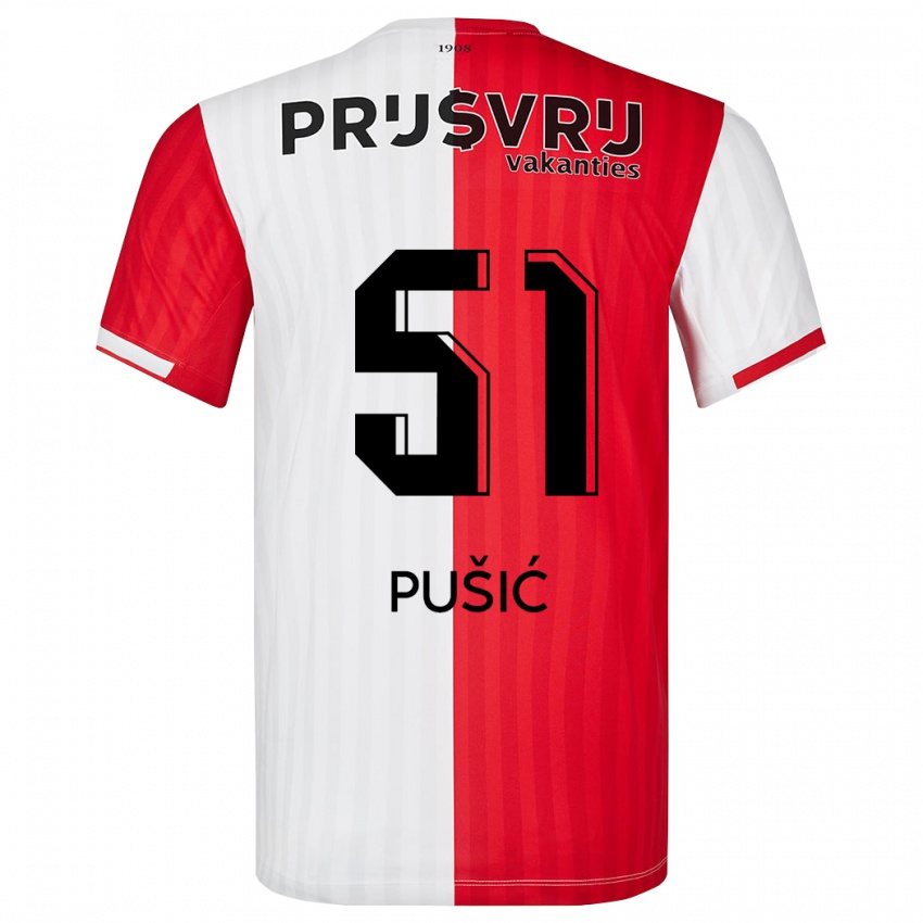 Dzieci Noah Pušić #51 Czerwony Biały Domowa Koszulka 2023/24 Koszulki Klubowe