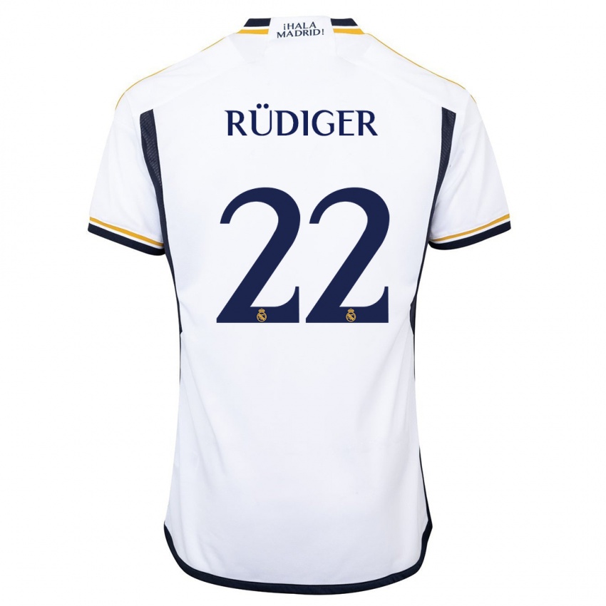 Dzieci Antonio Rudiger #22 Biały Domowa Koszulka 2023/24 Koszulki Klubowe