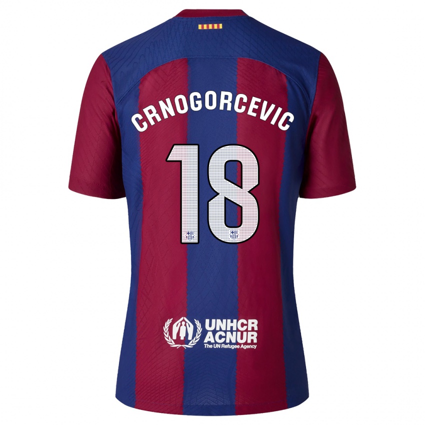 Dzieci Ana-Maria Crnogorcevic #18 Czerwony Niebieski Domowa Koszulka 2023/24 Koszulki Klubowe